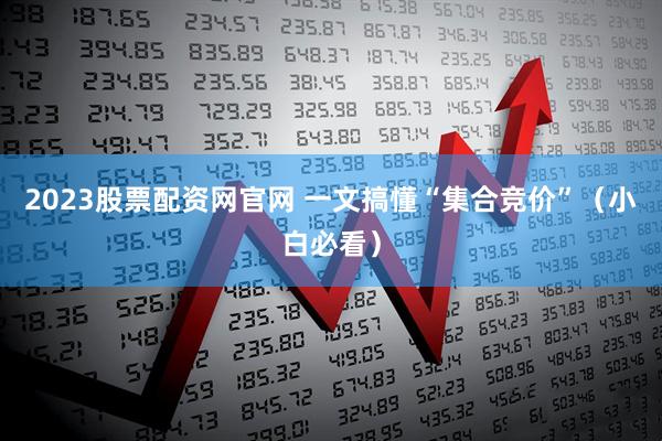 2023股票配资网官网 一文搞懂“集合竞价”（小白必看）